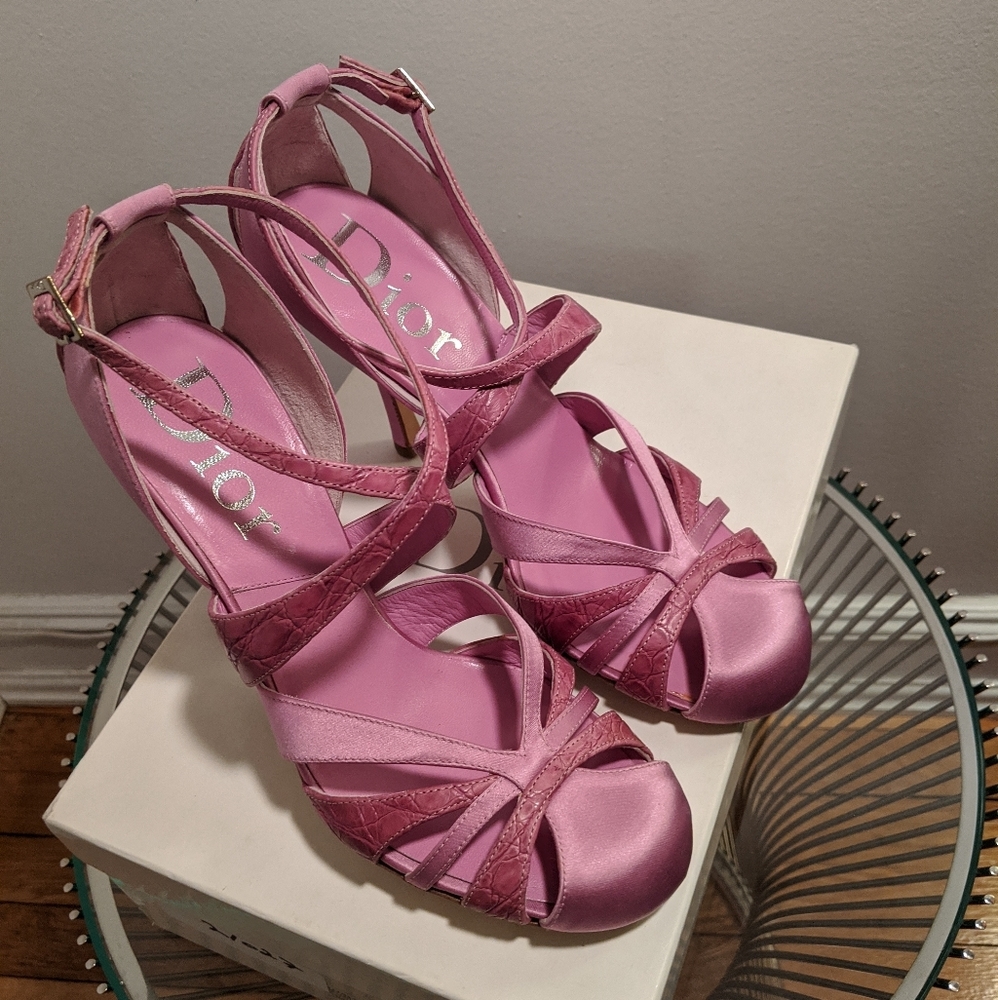 Christian Dior 37 Pink Glamnight Sandale Heels